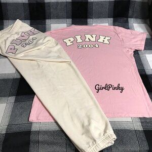 PINK Victoria's Secret Cream Track Pants